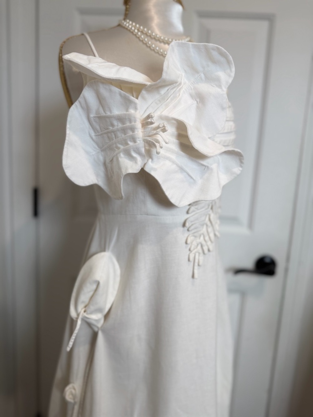 FARM Rio Cream Midi Dress with Floral Appliqué - Picture 12 of 16